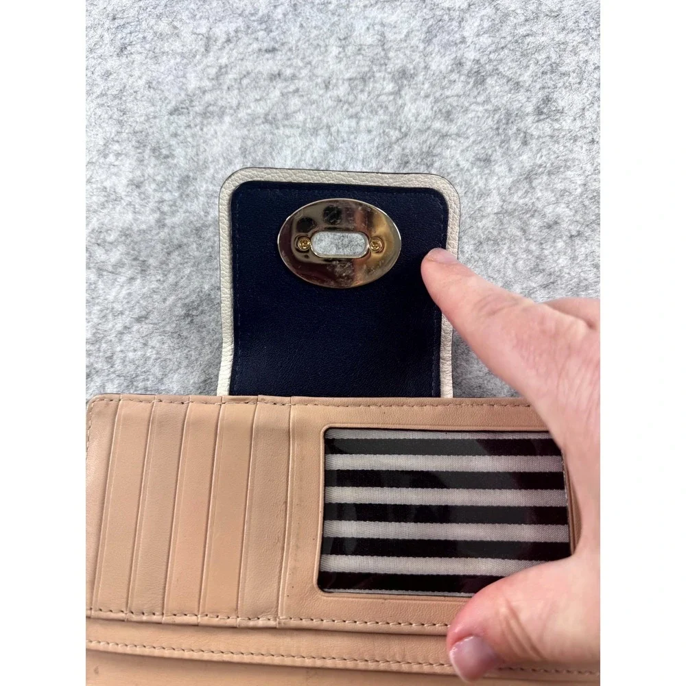 Kate Spade Hampton Road Stacy Wallet Navy Blue Leather Turn Lock Organizer